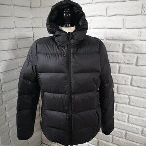 Joe Fresh Ladies Size Medium Black Lightweight Full Zip Puffy Jacket with Hood
